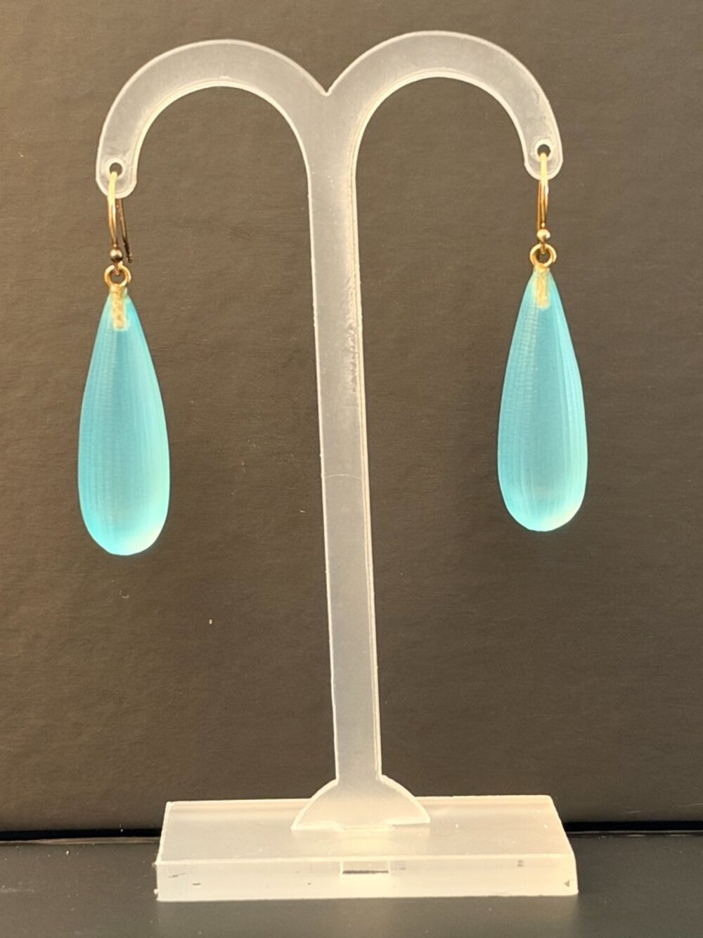 Alexis Bittar Blue Lucite Dewdrop Teardrop Drop Earrings